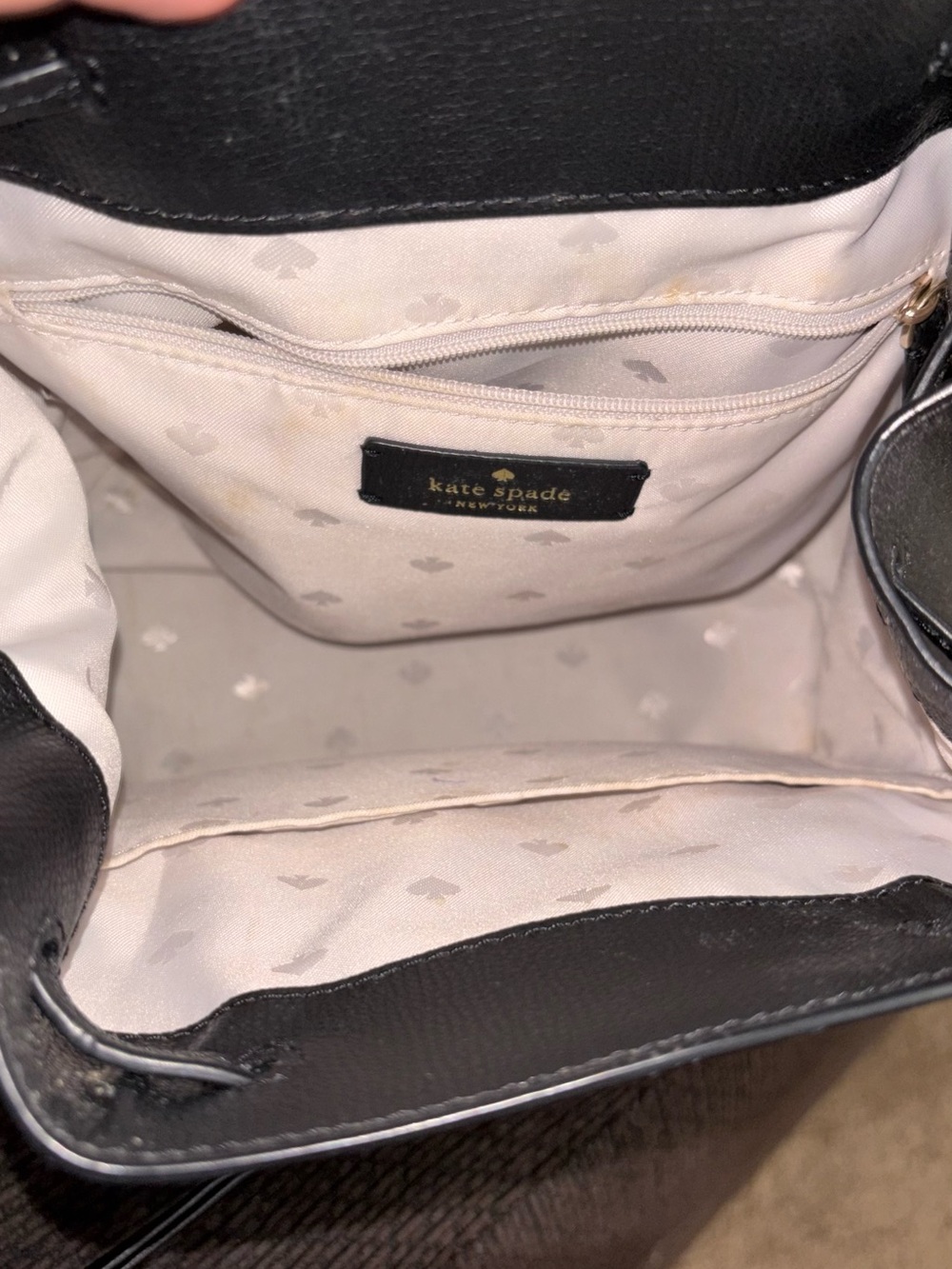 kate spade Black Pebbled Leather Backpack with Front Pocket - Picture 4 of 6
